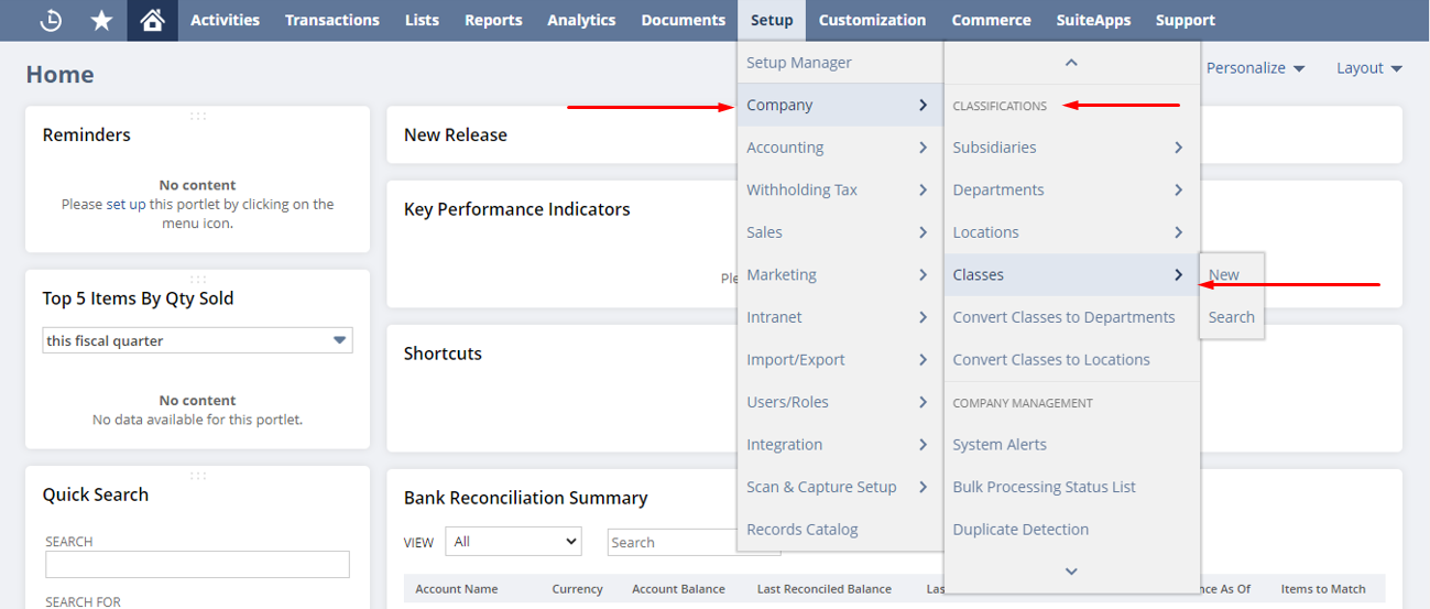 NetSuite Classes Integration